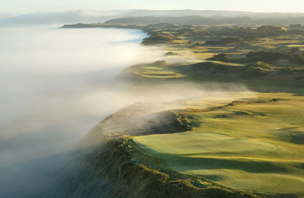 Bandon Dunes, Oregon, with sea mist rolling across the fairway