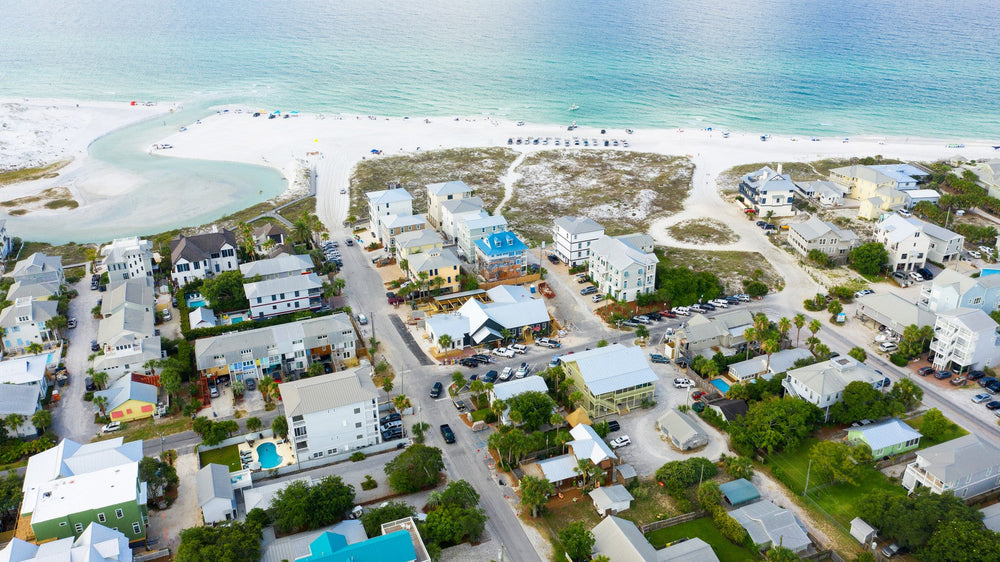 An aerial view of Grayton Beach on the Gulf Coast