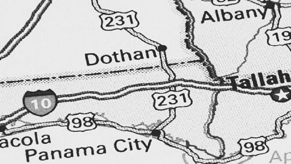 A vintage map of the Florida panhandle Gulf Coast