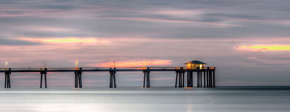 The Okaloosa Island pier at dusk