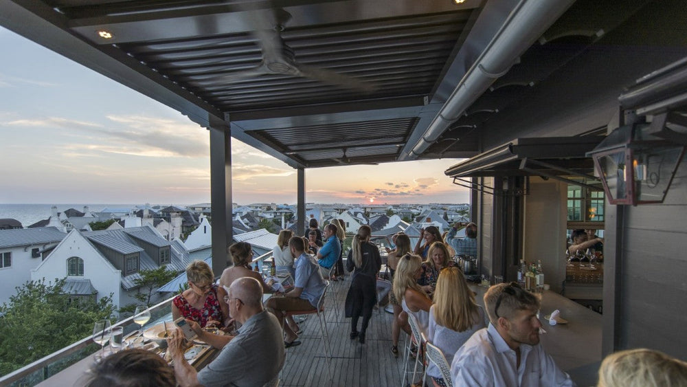 Sunset on the rooftop at Pescado in Rosemary Beach