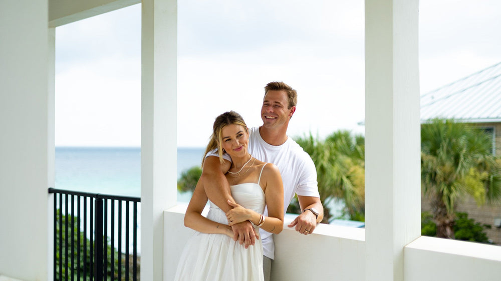Sadie Robertson and Christian Huff on a 30A porch