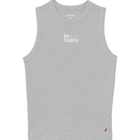 Beach Happy Retro Rib Tank - Steel Grey